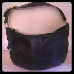 Black leather coach purse